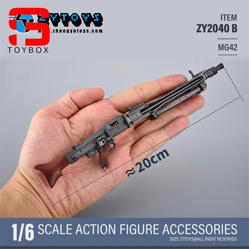 ZYTOYS ZY2040 Model Broni MG42 w Skali 1/6 dla Figurki Żołnierza, Mini Akcesoria Sceniczne Pasujące do Figurki Akcji o Wymiarach 12 cali
