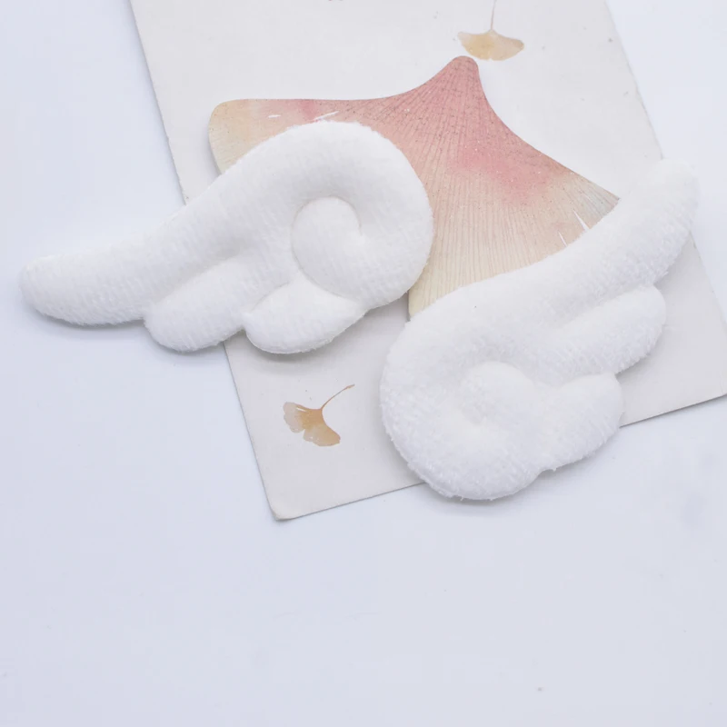 10Pcs 75*40mm Padded Double Sided Furry Angel Wing Applique for DIY Baby Clothes Hat Headwear Toys Decor Accessories Patches