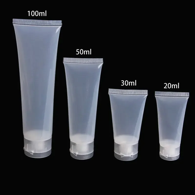 50pcs 15/20/30/50/100 ml Empty Portable Cosmetic Tube Squeeze Facial Cream Container Flip cap Lotion Travel Bottle Pot Gel Box