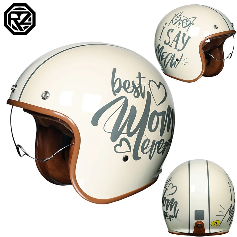 

Мотошлем в стиле ретро, мужской и женский защитный шлем для мотоцикла, для круизного электромобиля, всесезонный 3/4 шлем