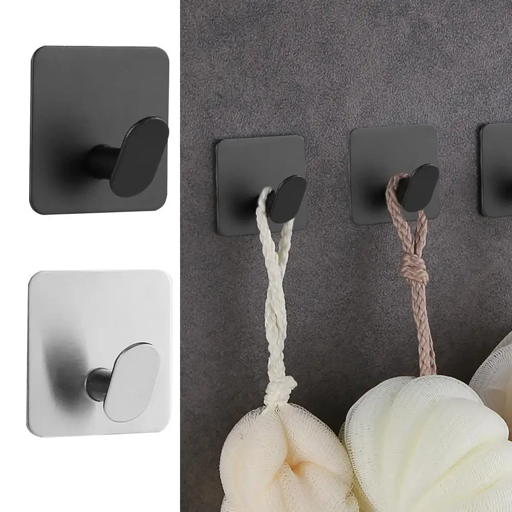 Stainless Steel Hook Strong Sticky Hook Stablize Water Metal Proof Punching Coat Coat Hooks Hardware Moisture No Door Proof D4H1