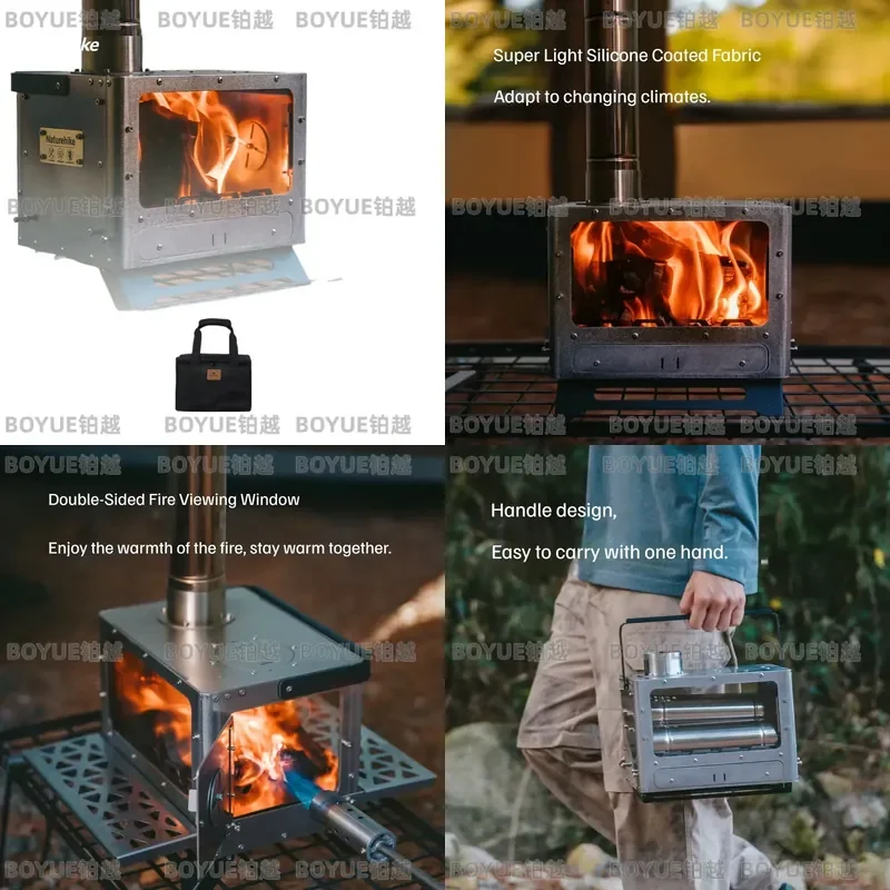 Naturehike Outdoor Wood Stove Tent Heater Stainless Steel Tea Boil Portable Pinic Camping Furance Tent Grill with
