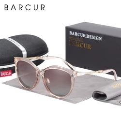 BARCUR Polarized Cat Eye Sunglasses Women Gradient Round Sun glasses for Women oculos lunette de soleil femme