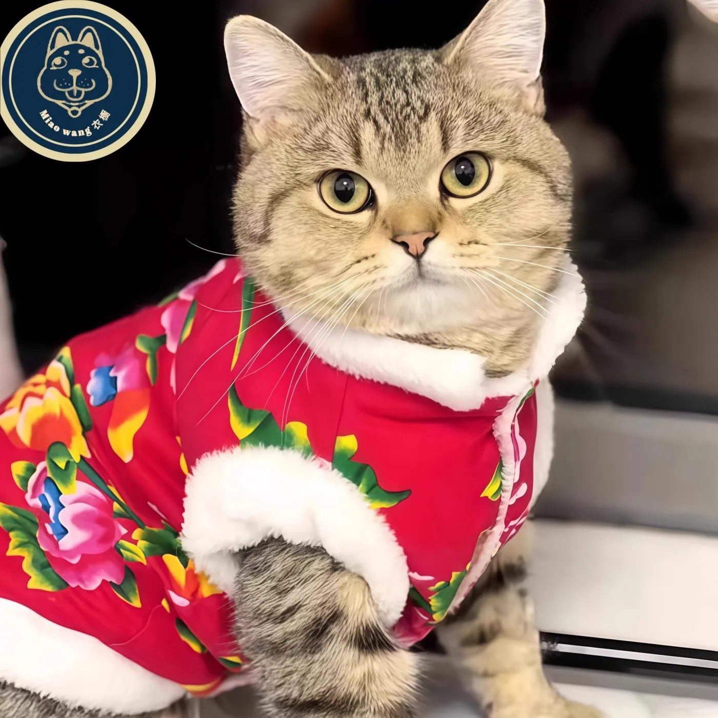 

Теплая одежда для маленьких и средних кошек, плюшевая куртка с большим цветком для собак, праздничная новогодняя утепленная одежда для кошек.