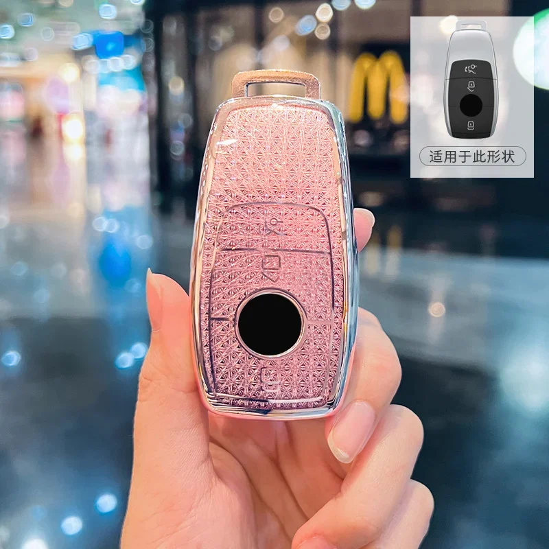 Diamond Pink ICAR for Mercedes Benz A C E S G Class GLC CLA GLB 200 2024 CLE W205 W213 W222 X167 W177 Key Case Cover Fob Chain