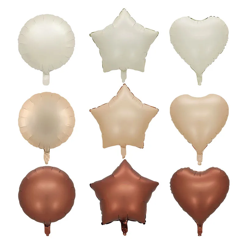 18 Inch Cream White Caramel Chocolate Heart Shaped Star Morandi Love Wedding Birthday Party Aluminum Membrane Balloon Decoration