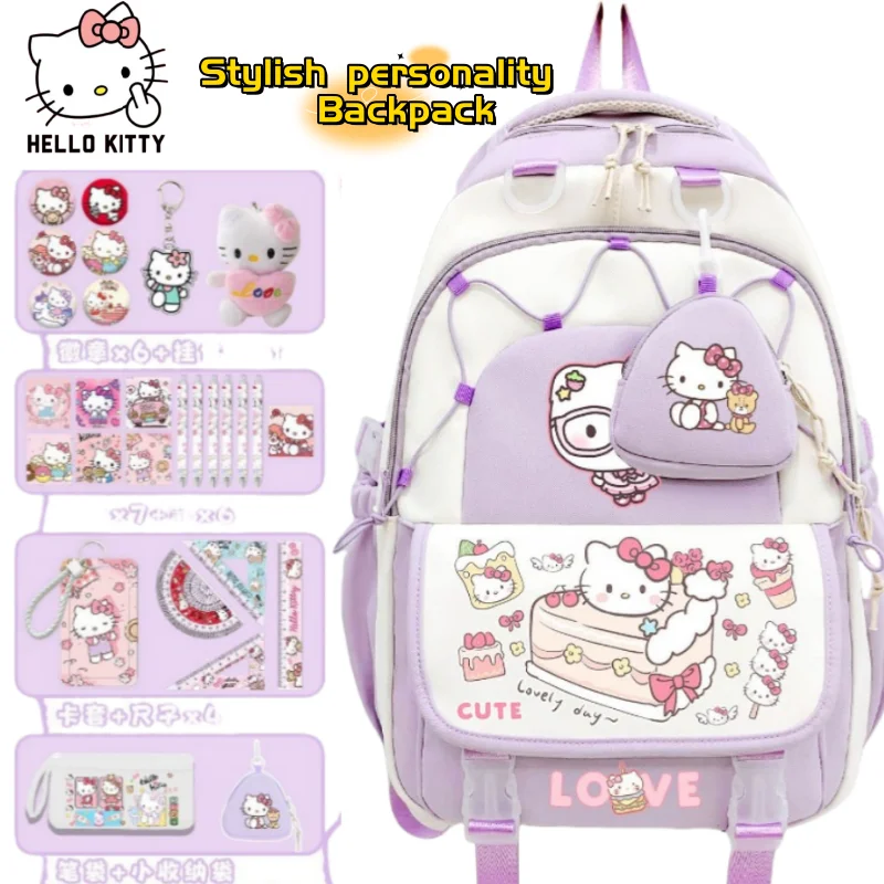 

Hello Kitty аниме товары каваи школьная сумка для учащихся младших и старших классов легкий рюкзак для защиты позвоночника