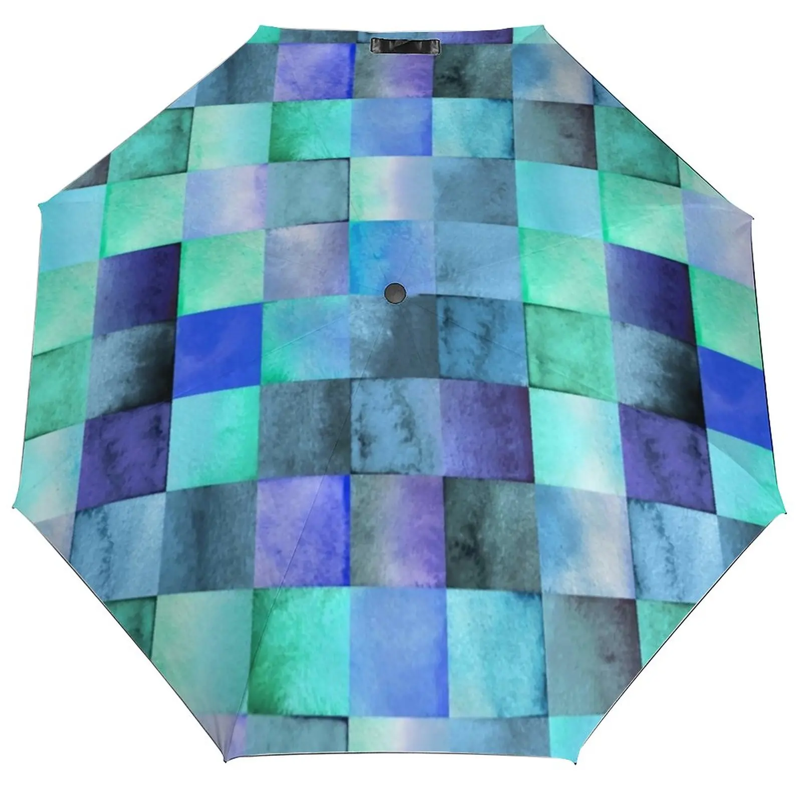 Colorful Geometry 3 Fold Manual Umbrella Watercolor Square Portable Umbrella Sun and Rain UV Protection Umbrellas Men Women