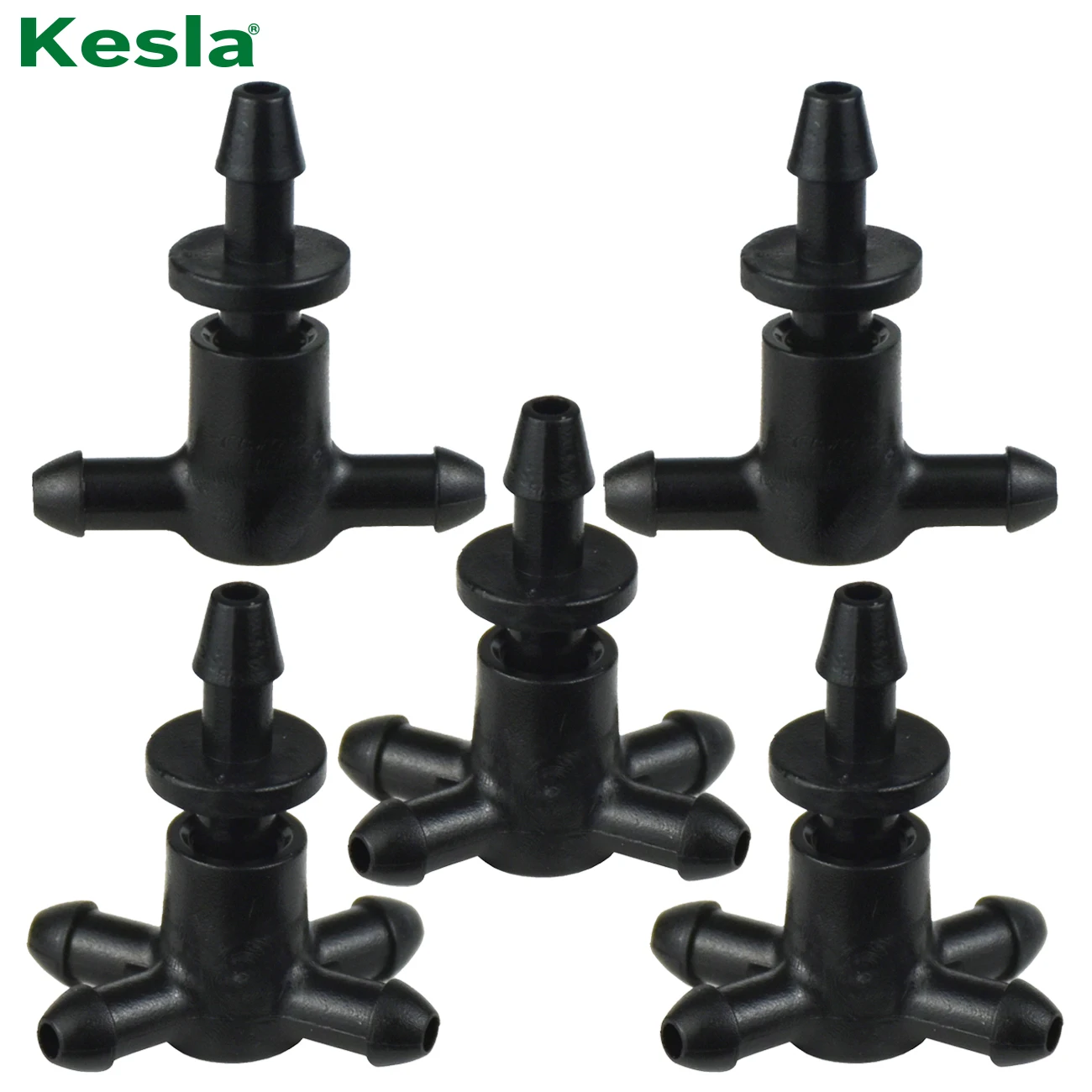 KESLA 20 Peças Conector Rápido Reto para Mangueira com Espinhos 3/5mm para Irrigação por Gotejamento e Jardim, com Divisor de Mangueira de 2 e 4 Vias e Conector Cruzado
