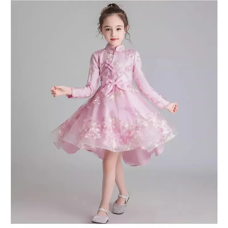 Children's Dress Princess Dress High-end Chinese Tutu Skirt Little Girl Piano Performance Dress Girl Elegant Temperament