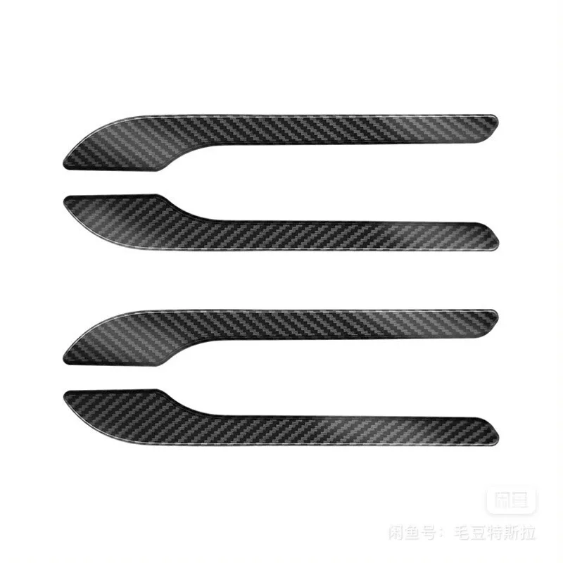 Pegatina para manija de puerta de coche, accesorio de fibra de carbono Real, 4 piezas, para Tesla modelo 3 2024 Highland
