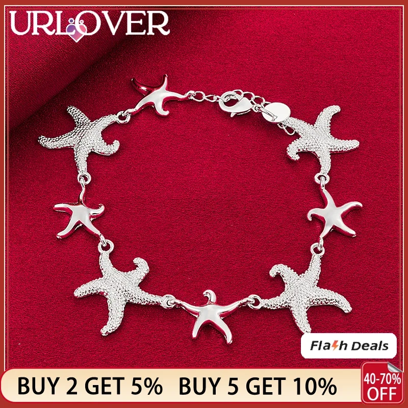 URLOVER-Bracelets en argent regardé 925 avec toutes les étoiles de mer pour femme, bijoux fins, accessoires de mariage, cadeaux de fête, mode