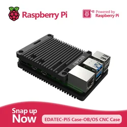 Pi5 Passive Cooling Open Aluminum CNC Case, Reducing the Board Temperature by up to 15℃, Fanless Design, Noise-free
