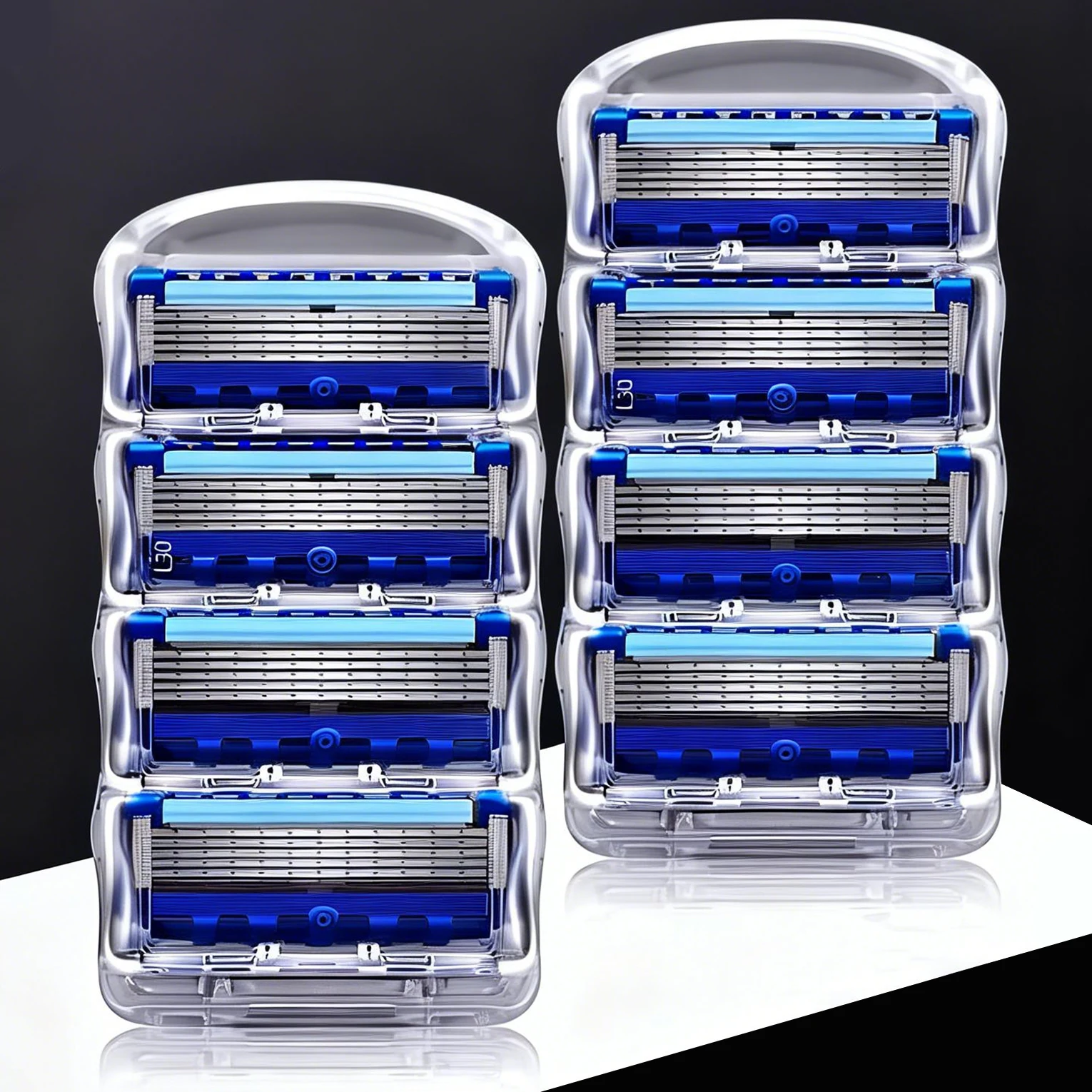 

Manual Shaving For Men Replace Head Five Layer Blade Eight Comfortable Shaving Blades The Latest Blue No Skin Damage Uncharged