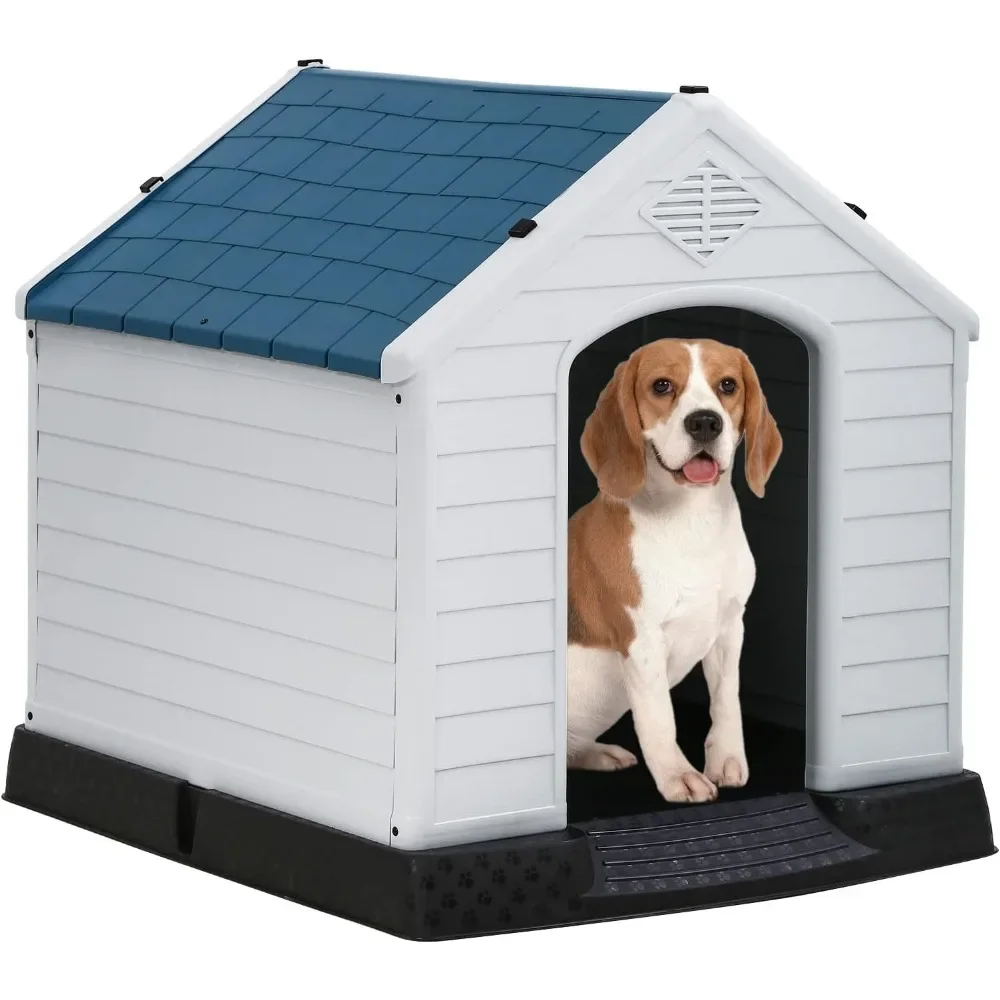 Dog House Indoor Outdoor Insulated Kennel Durable Plastic Dog House for Small Medium Large Dogs Weather