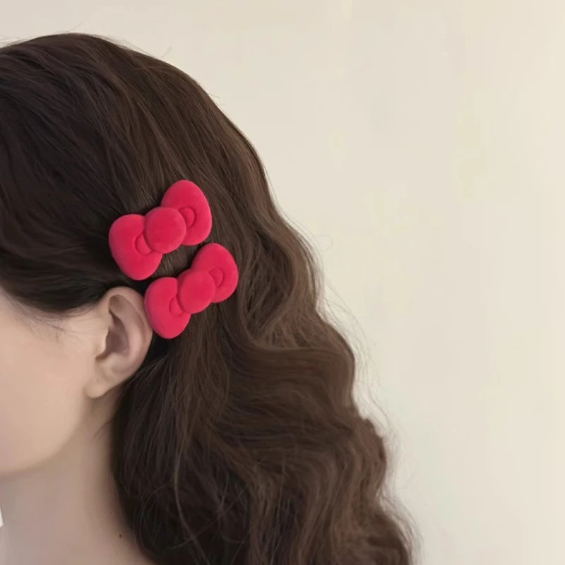 2 Stück süße und süße beflockte süße Katze Haarnadel Schleife mädchenhafte Kopfbedeckung Knall Clip Haarnadel Haarschmuck gebrochene Haarnadel