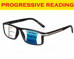 Clara Vida Limit Supply!! Handsome Black Square Acetate Progressive Reading Glasses For Men +1 to +4