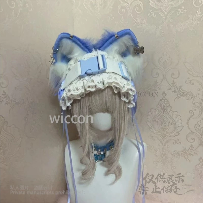 Y2K Jirai Kei الألفية لينة لطيف عقال القط الأذن عقال المائية ثقافة فرعية مشبك الدانتيل عقال النساء الفتيات مثير كوس