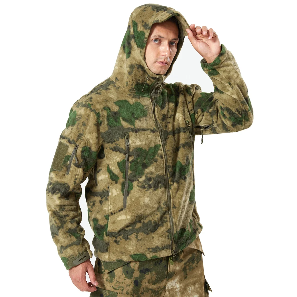 Outdoor-Jacke Airsoft Herren Fleece taktische Kampf jacken Camo Arbeits mäntel weiche warme Outwear Camping Wind jacke – Detail 5