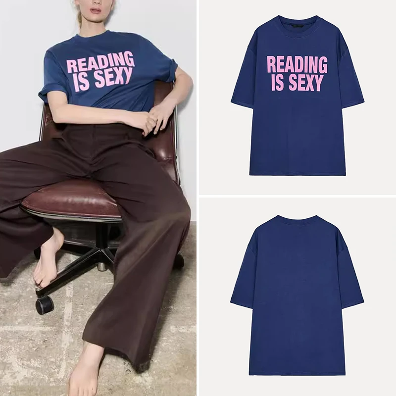 

Z Street Sle Повседневная круглая футболка Ne ort Sve Простой свободный крой Прямой крой с принтом Полиэстер 00% Женский топ