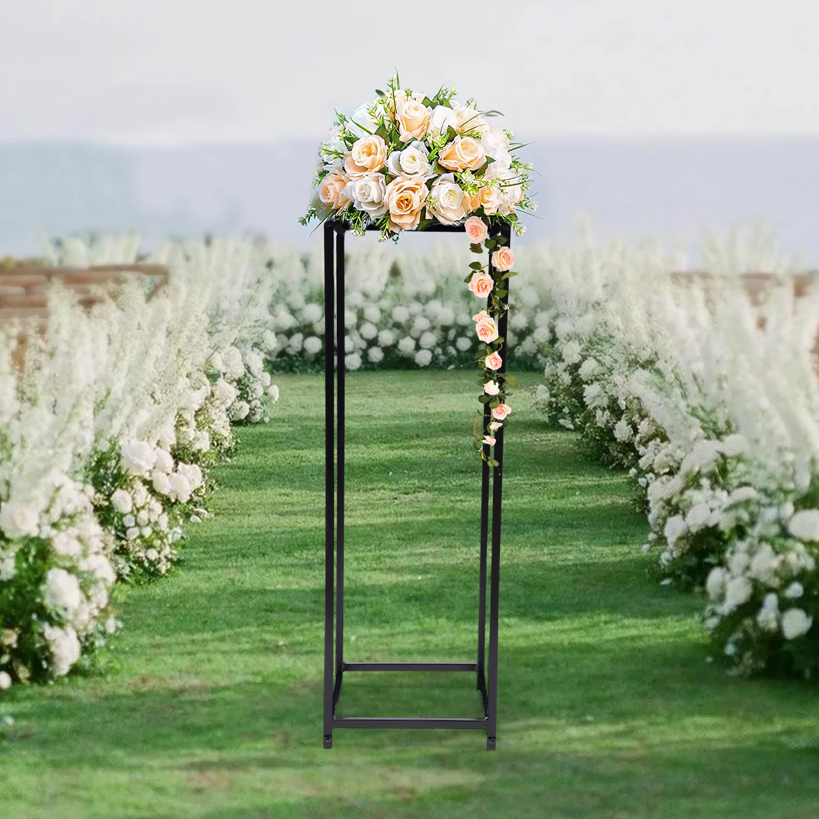 

75cm Black Wedding Stand for Flower Metal Column Flower Floor Stand Wedding Center Flower Arrangement For Wedding Party Supplies