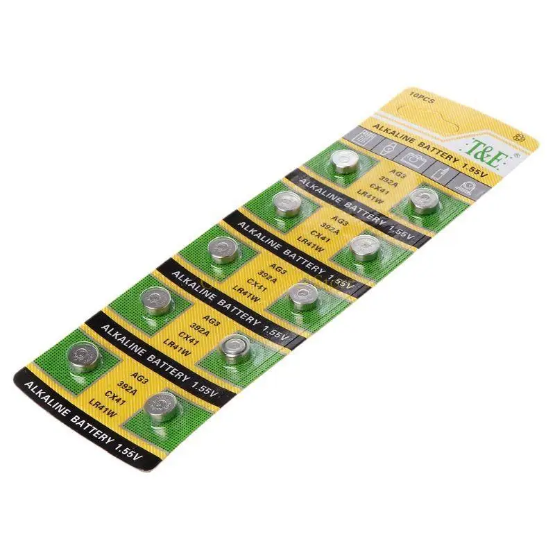 E56B 10PCS 셀 코인 알칼리 배터리 AG3 1.55V 버튼 배터리 SR41 192 L736 384