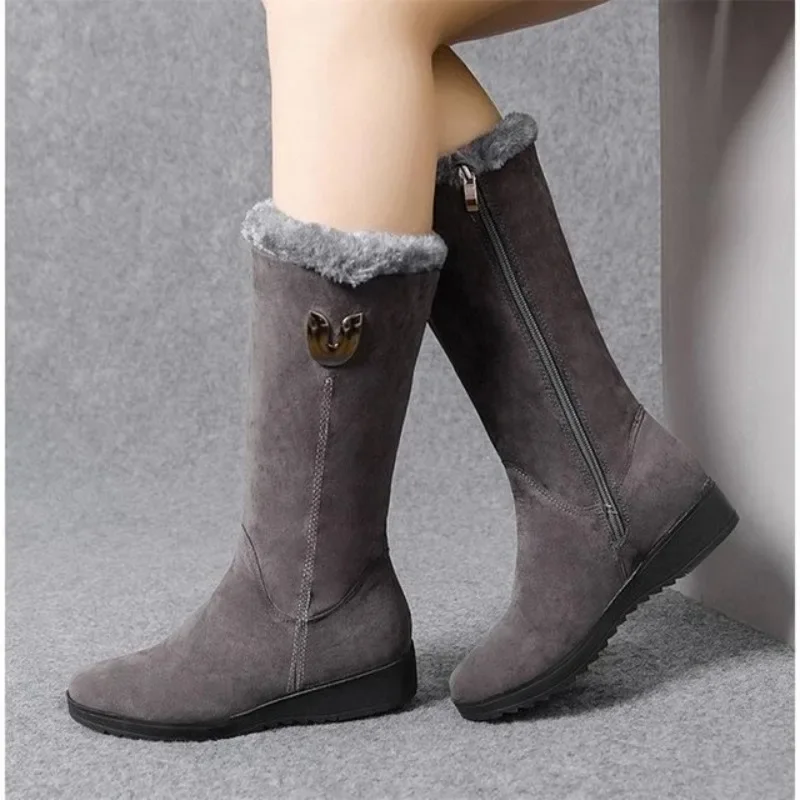 

Women Snow Boots Winter Female Boots Thick Plush Zipper Non-slip Thigh High Boots Fashion Warm Fur Woman Winter Shoes