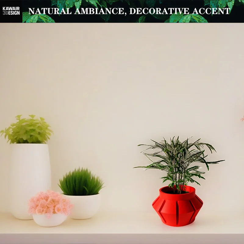 3D Printed Biodegradable Line Texture Plant Pot- Eco-Friendly Flower Planter decoración hogar