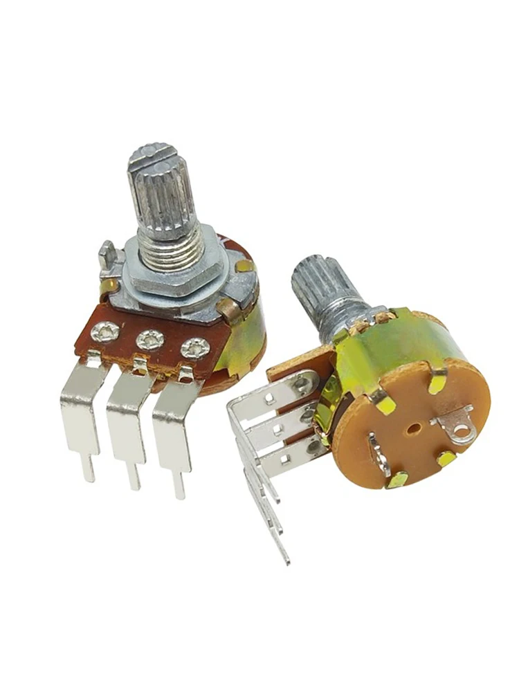 5 Stuks Wh148 Enkele Link Gebogen Voet Potentiometer Met Schakelaar B5/10/20/50/100/500K Handvat Lengte 15Mm