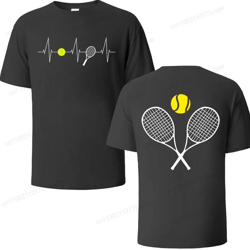 Minimalistische Club-Tennis-Grafik-T-Shirts für Herren, locker sitzend, für Sommer, Sport, Alltag, Freizeit, Hip-Hop, Streetwear, Sommer-Freizeit-T-Shirts, Oberteile – Detail 6