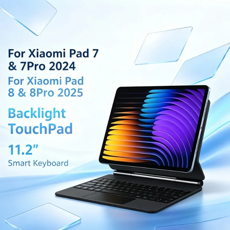 Tablet Protective Folio With Bluetooth Keyboard For Xiaomi Pad 7 2024 Xiaomi Pad 8 2025 11.2 Inch RGB Backlight Keys
