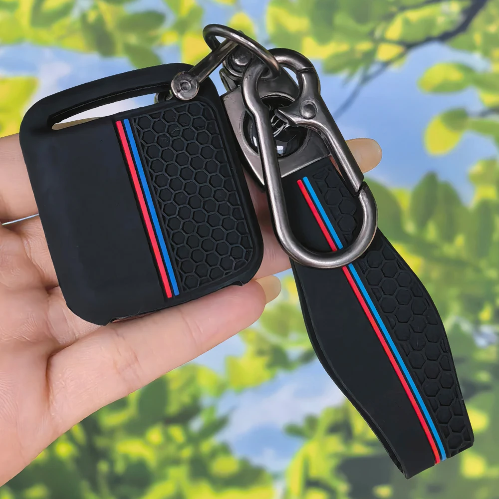 Racing Line Key Cover with Keychain for Nissan Micra K12 Note Navara Qashqai J10 Primera Almera Sunny X-Trail, honeycomb sleeve