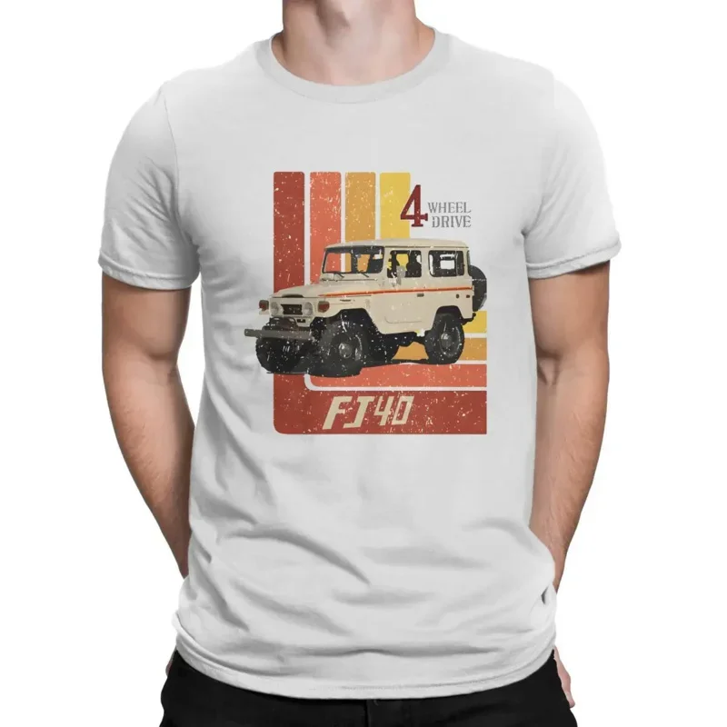 Cheavyweight streetwear anime A Land Cruiser FJ40 Vintage Cotton Tees Short Sleeve Cruiser T Shirt Round Collar Clothes Original