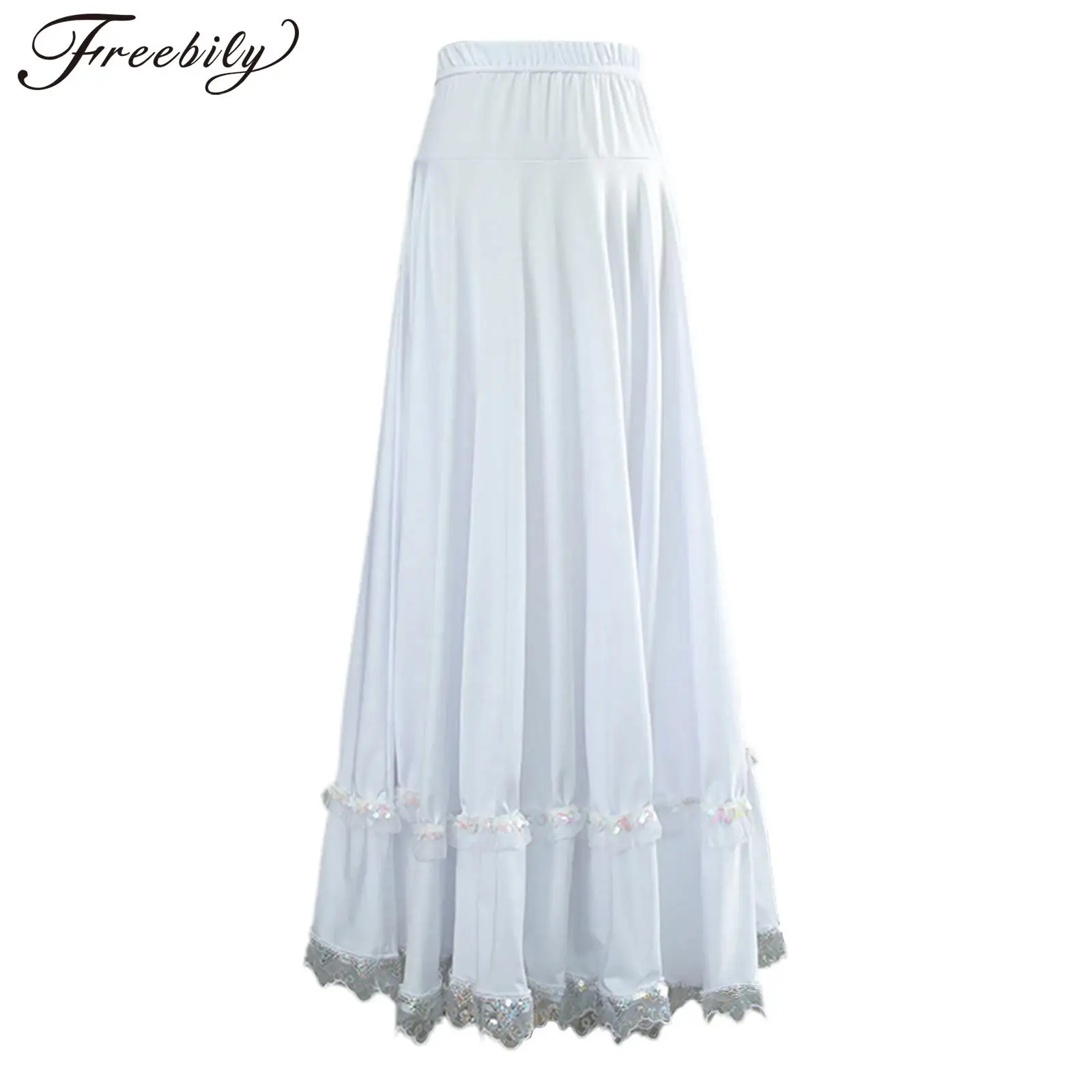 Damska spódnica do flamenco, pełna okrągła spódnica maxi z wysokim stanem i falbanami, kwadratowy brzuch, taniec towarzyski, hiszpański paso doble, odzież taneczna.