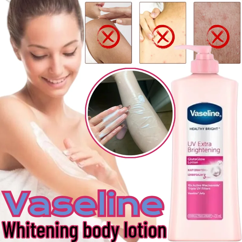 Vaseline Body Lotion Niacinamide Brightens Skin, Moisturizes, Soothes Dry and Cracked Body Lotion 24 Years New Edition 400ml