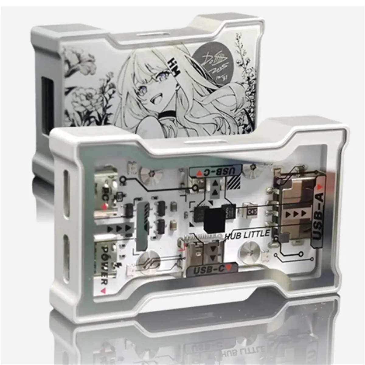 HMLAB HUB Lite - ゲーミングUSBハブ 2-3ポート拡張器、8K Hz高速、OLEDディスプレイボタンコントロール、スタンド付きHMHUB