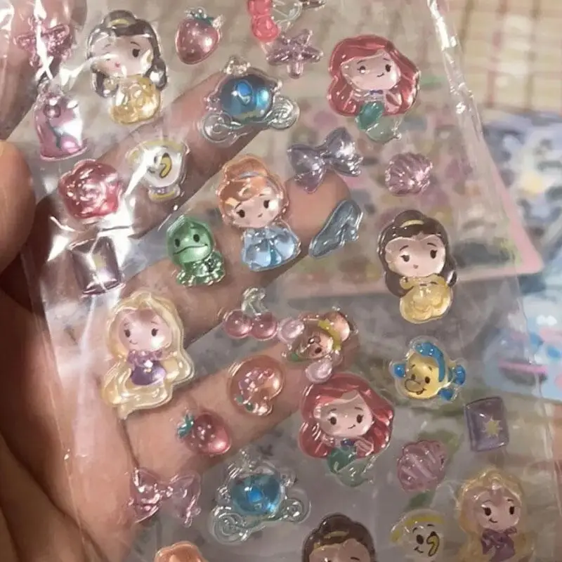 Kawaii ديزني ارييل حورية البحر الأميرة ثلاثية الأبعاد كريستال الإغاثة ملصقات الكرتون جراب هاتف ملصقات الزخرفية الهدايا الطرفية الإبداعية #4