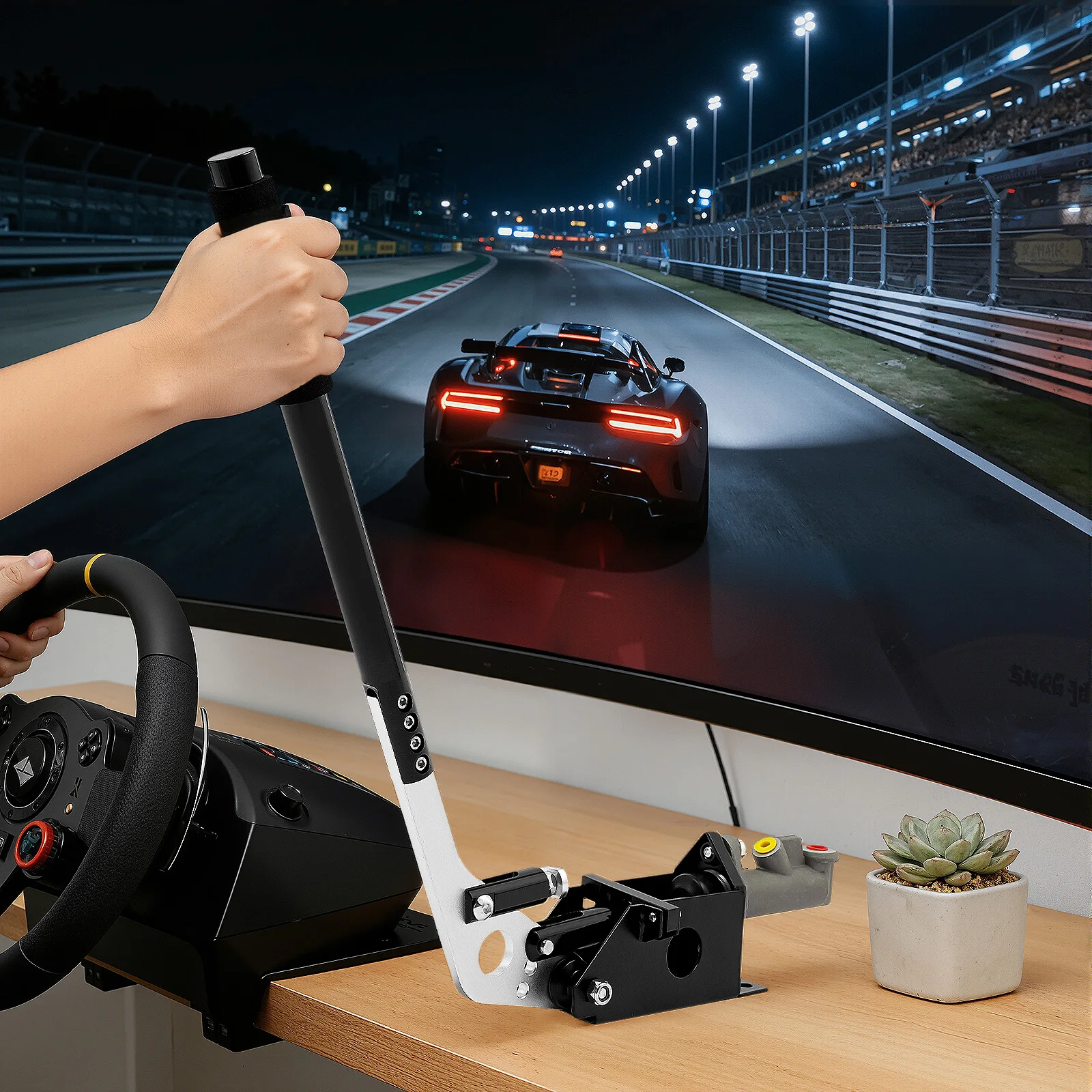 Simulations-Rennspiel für Auto-Modifikation, Hydraulische Handbremse für Spiele in Schwarz – Detail 3
