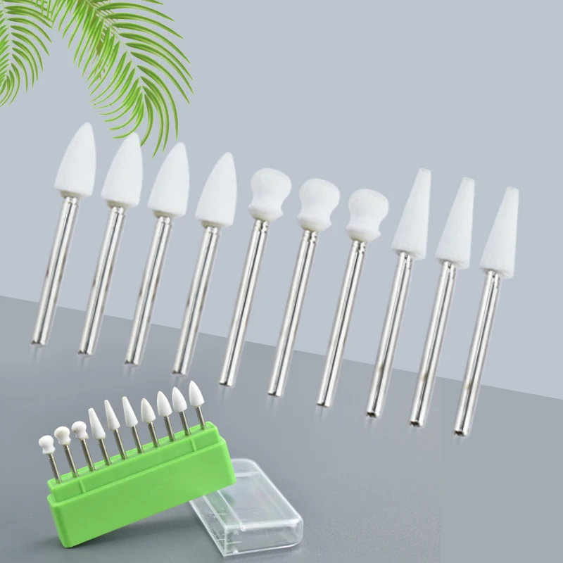 10pcs/pack Dental Flame Cone Round White Stone Polisher FG Burs for Polishing Dental Clinic Metal Resin Porcelain