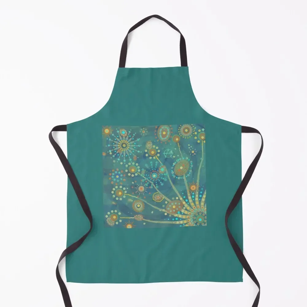 

Mandala firework blue green orange Apron Women Kitchen'S Art Kitchen Items Apron