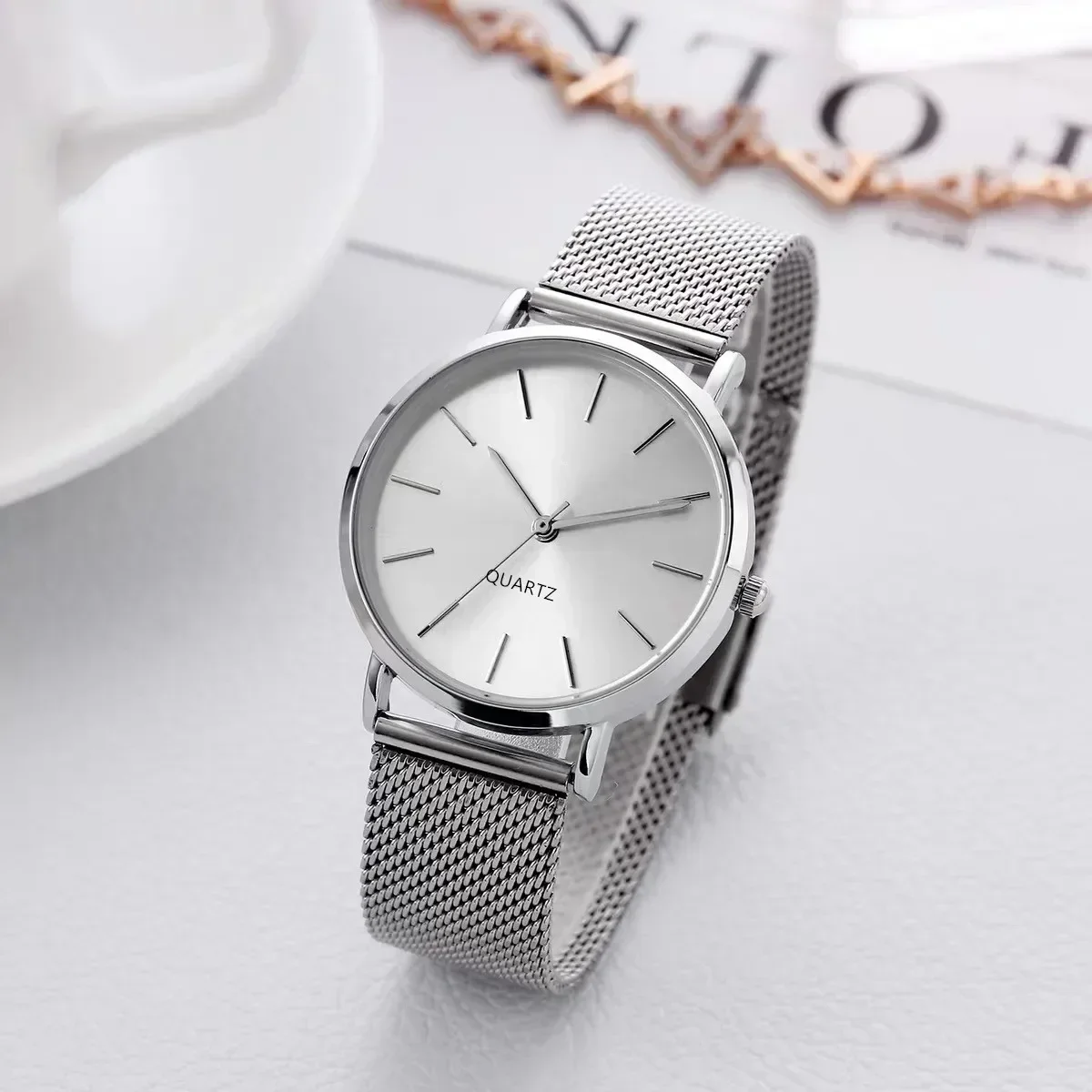 Women Watches Stainless Steel Mesh Ladies Quartz Watch Luxury Casual Round Quartz Wristwatches Reloj Acero Inoxidable Mujer