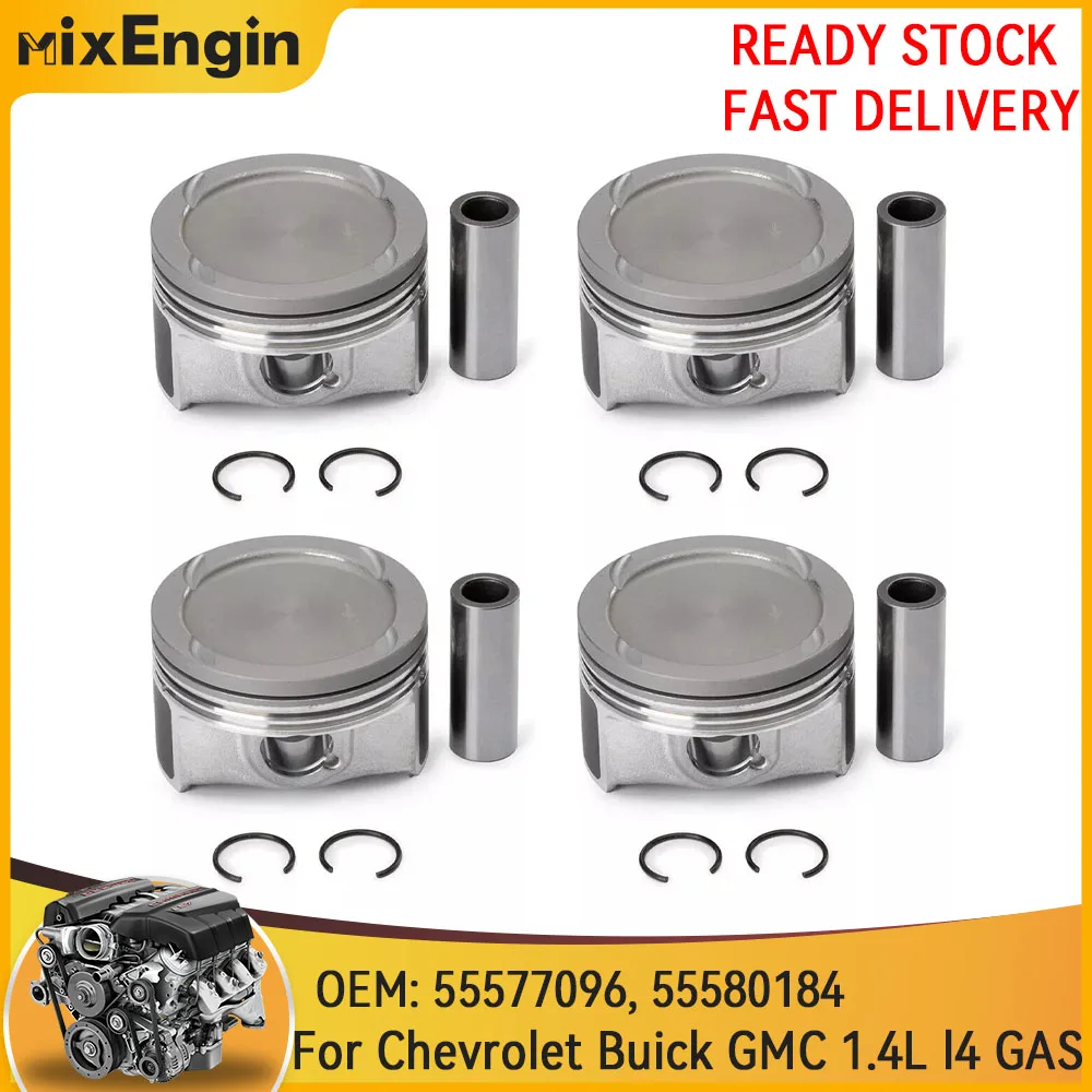 

Комплект поршней и колец двигателя STD для Chevrolet Trax Cruze Sonic Buick Encore Cadillac ELR GMC GM LS LT LTZ 1.4L L4 GAS 09-19