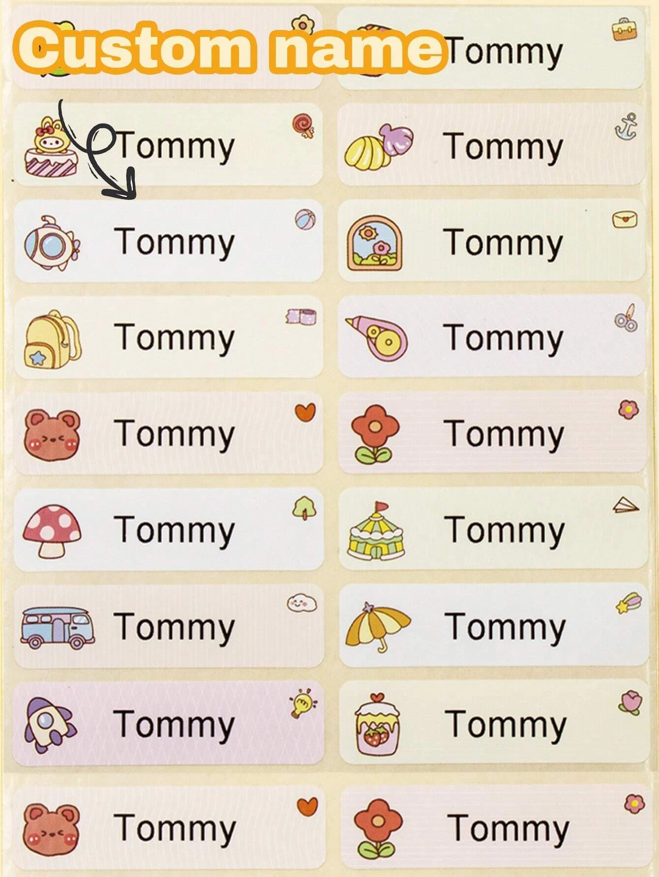 

4,6*1,5 см пользовательские наклейки с именем ребенка, персонализированные наклейки в мультяшном стиле для детей, именные бирки на заказ, персонализированные этикетки для детского сада
