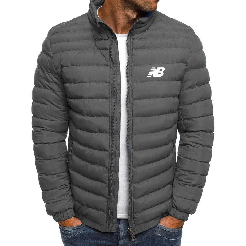 

Chaqueta de algodón con cuello levantado para hombre, abrigo informal cálido con logotipo original coreano para ciclismo al aire