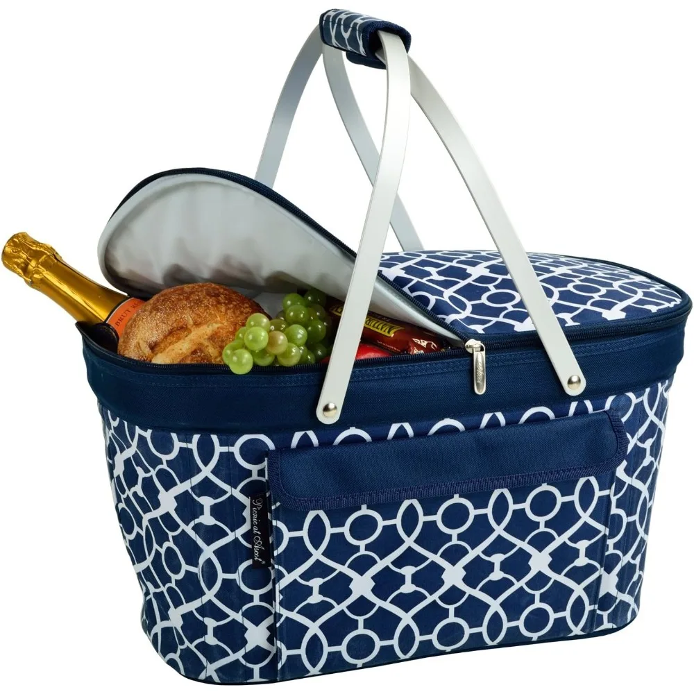 Patented Insulated Folding Picnic Basket Cooler- Designed & Quality Approved in the USA