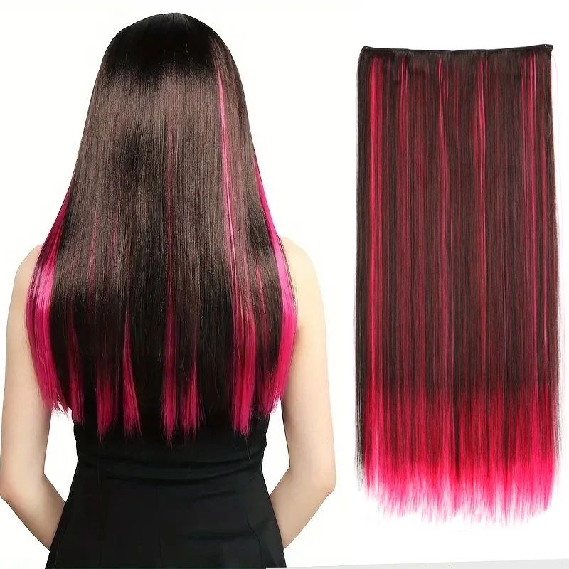 

WIGSIN Synthetic 24Inch One Piece 5 Clip Long Straight Highlights Hair Extension Daily Hair Accessories for Women