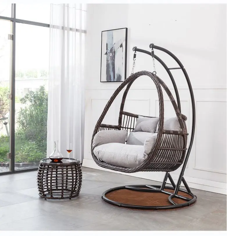 

High-quality Patio Swing Double Chair Rattan Hanging Basket Swing Garden Terrace Outdoor Egg-shaped Swing Chair