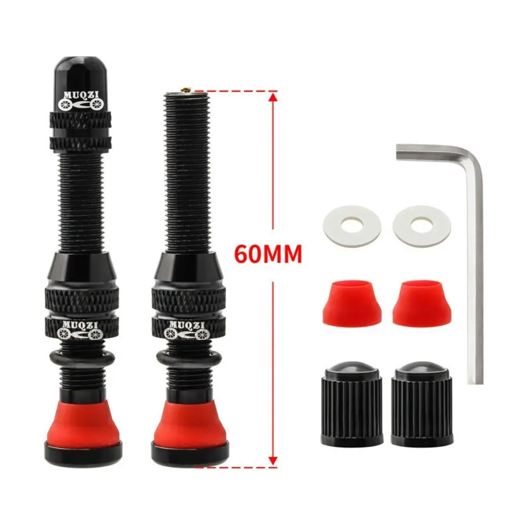 

1 Set 40mm/60mm Bike Schrader Valve with Wrench Aluminum Alloy Tubeless Tire Valves Durable Sealant Compatible