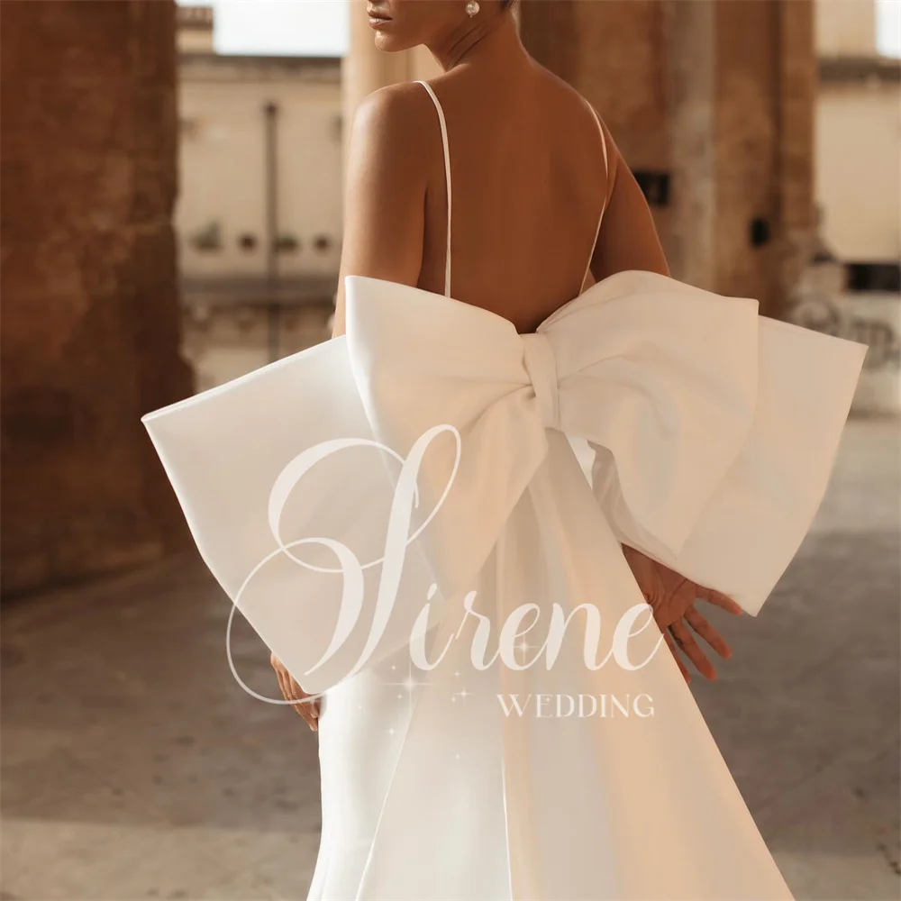 Sirene moderne zeemeermin trouwjurk lieverd uit de schouder spaghettibandjes boog bruidjurk vestidos de noiva aangepast