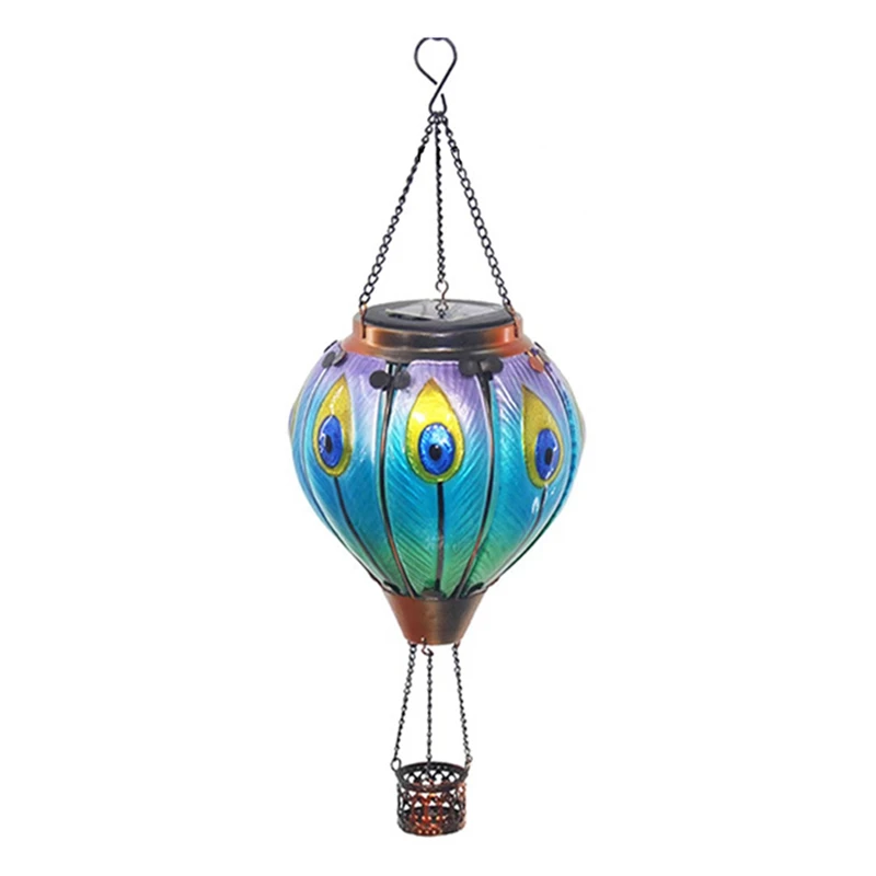 

Outdoor Lanterns Hot Air Balloon Solar Lantern With Candle Holder For Garden Decor,Hanging Solar Light Outdoor Peafowl Durable